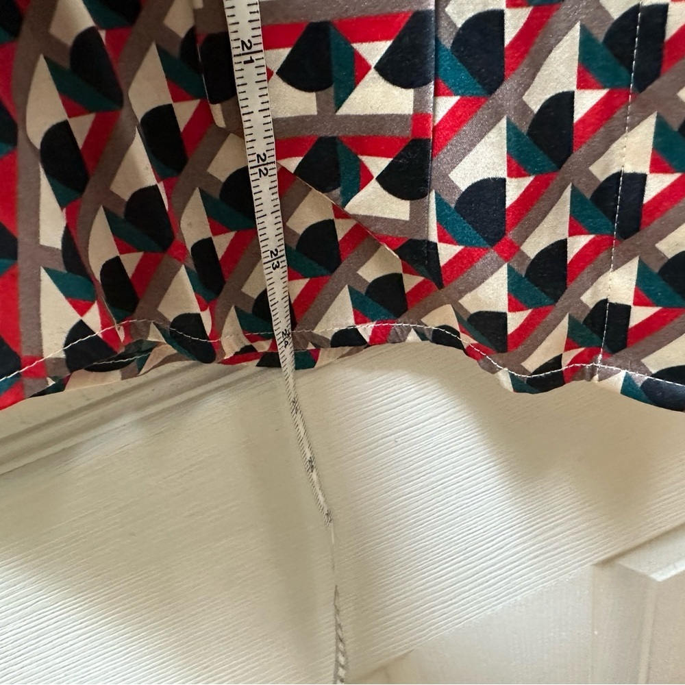 Marc By Marc Jacobs Red Black White Geometric Blouse tie neck silk cotton 2 - Picture 3 of 6